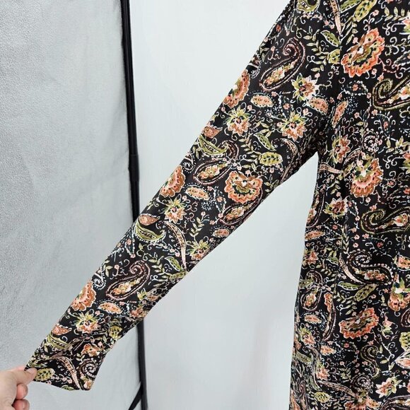 J. Jill Paisley Floral Button Front Tunic Top Multicolor Women’s M Boho Hippie - Picture 4 of 12